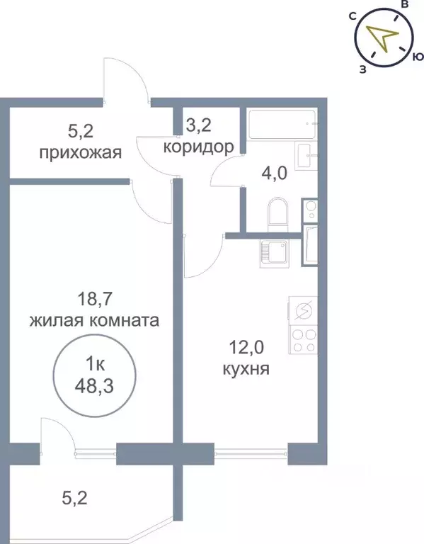 1-к кв. Ханты-Мансийский АО, Нефтеюганск 4-й мкр, 4к1 (48.3 м) - Фото 0