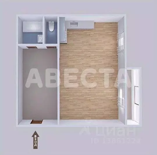 Студия Омская область, Омск ул. Леонида Маслова, 11 (40.8 м) - Фото 2