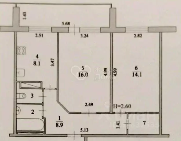 2-к кв. Волгоградская область, Волгоград Владимирская ул., 55 (54.1 м) - Фото 2