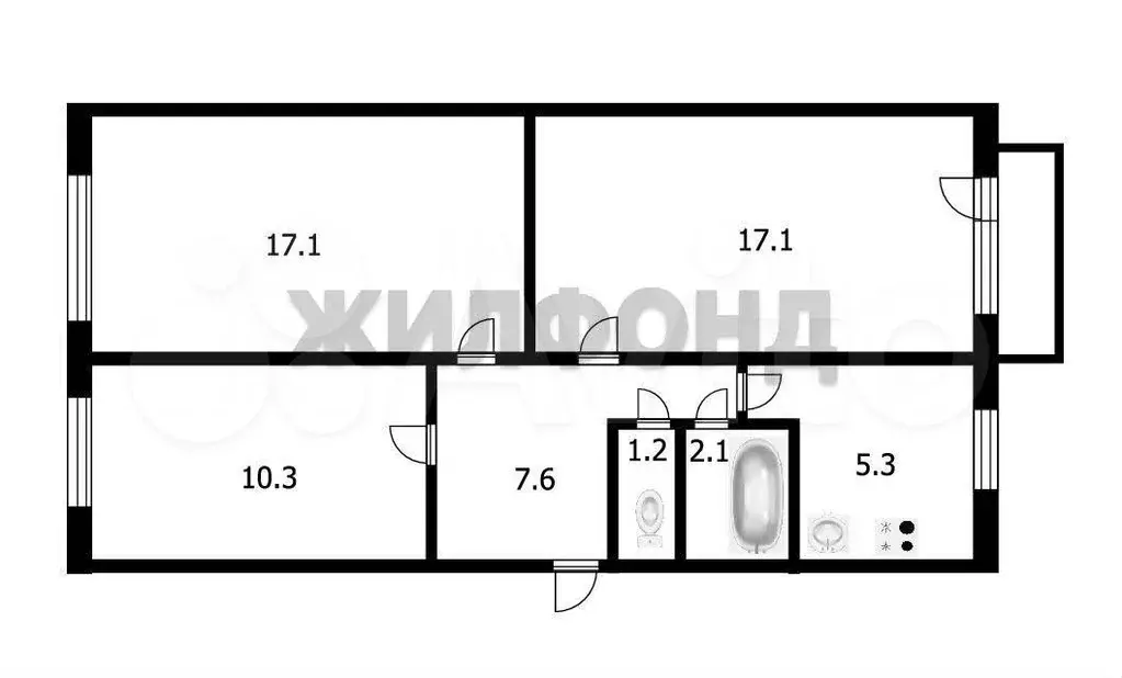 3-к. квартира, 60,9 м, 4/5 эт. - Фото 0