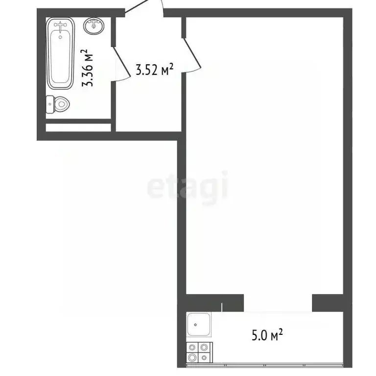 Студия Ростовская область, Ростов-на-Дону пер. Андреева, 8 (29.6 м) - Фото 2