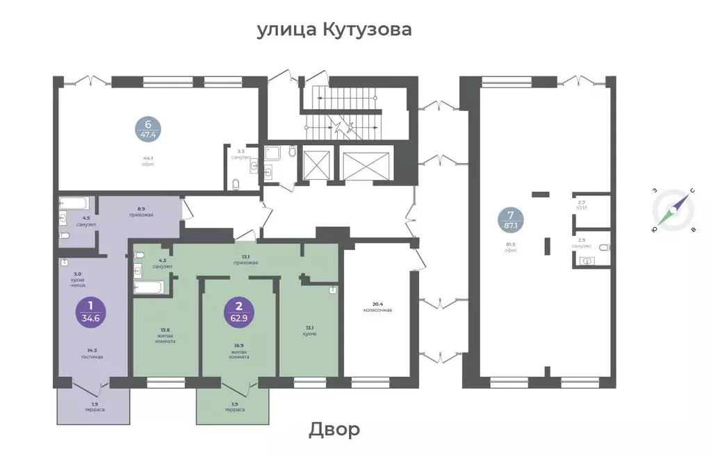 2-к кв. Красноярский край, Красноярск ул. Апрельская, 9 (62.9 м) - Фото 1