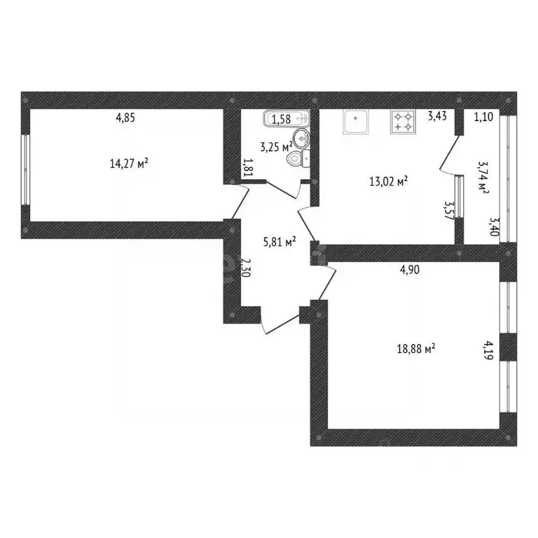 2-к кв. Башкортостан, Уфа ул. Ивана Спатара, 12 (54.4 м) - Фото 1