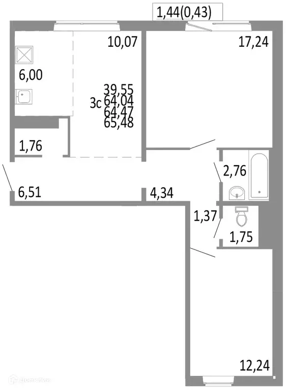 Продаётся 3-к квартира, 64.47 м - Фото 0