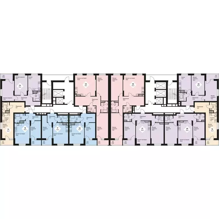 2-комнатная квартира: Екатеринбург, проспект Космонавтов, 108/5 (67.95 ... - Фото 2