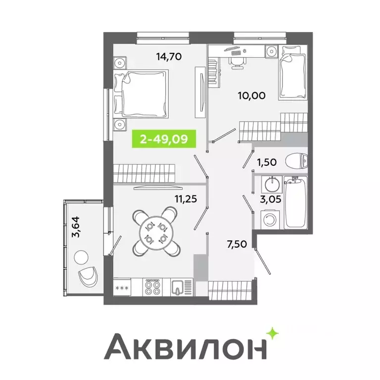 2-к кв. Ленинградская область, Всеволожский район, Заневское городское ... - Фото 0