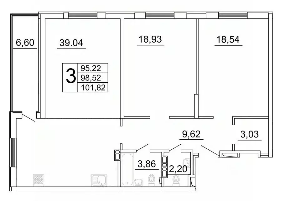 3-к кв. Самарская область, Самара ул. Дыбенко, 5 (101.79 м) - Фото 0