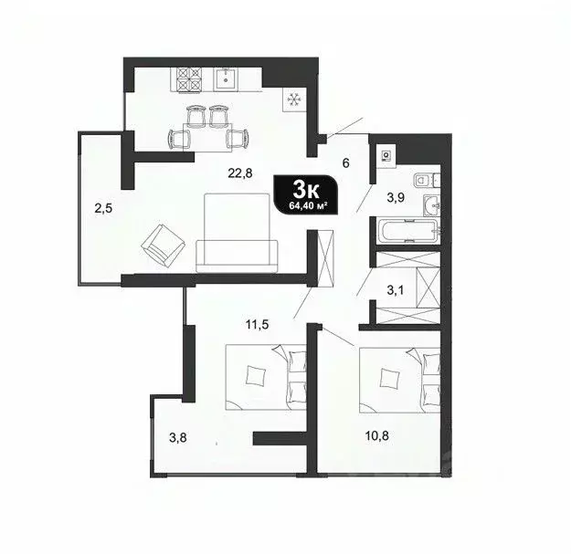 3-к кв. Краснодарский край, Сочи Бытха мкр, ул. Ясногорская, 16/6к4 ... - Фото 0