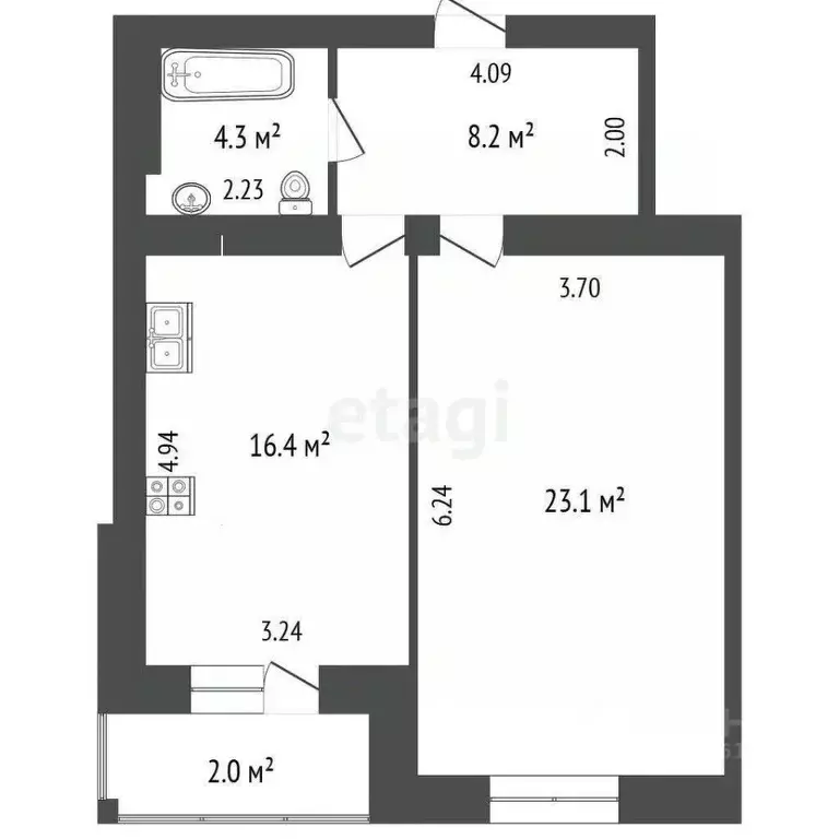 1-к кв. Омская область, Омск просп. Королева, 3к1 (52.0 м) - Фото 1