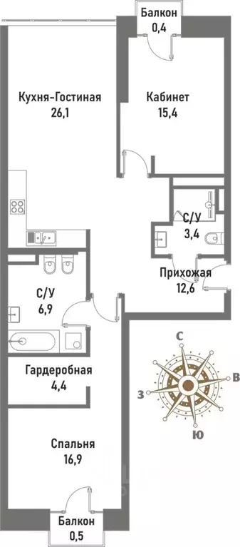 3-к кв. Москва ул. Матросская Тишина, 12 (89.6 м) - Фото 0