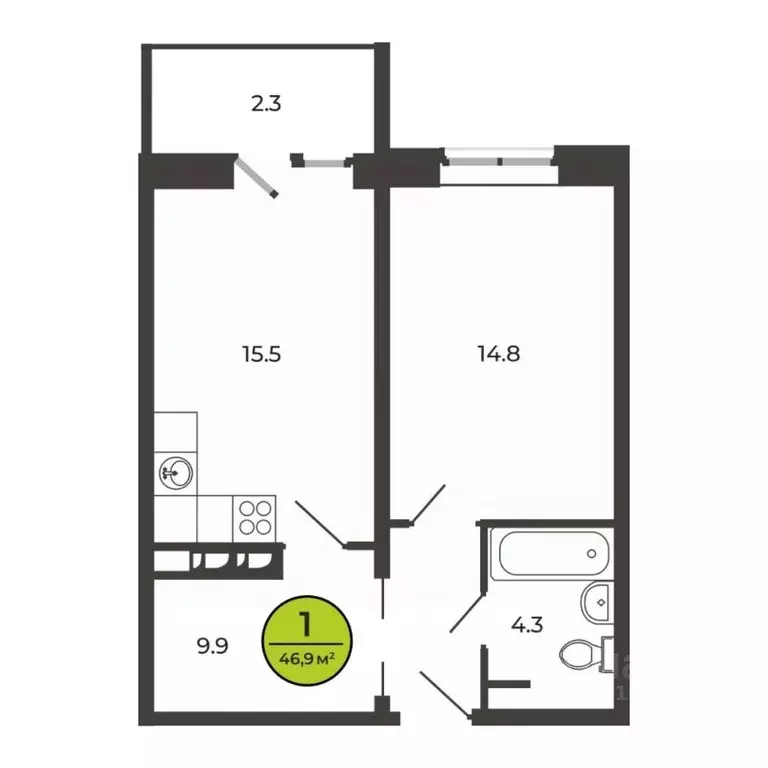 1-к кв. Брянская область, Брянский район, Свенское с/пос, пос. Свень ... - Фото 2