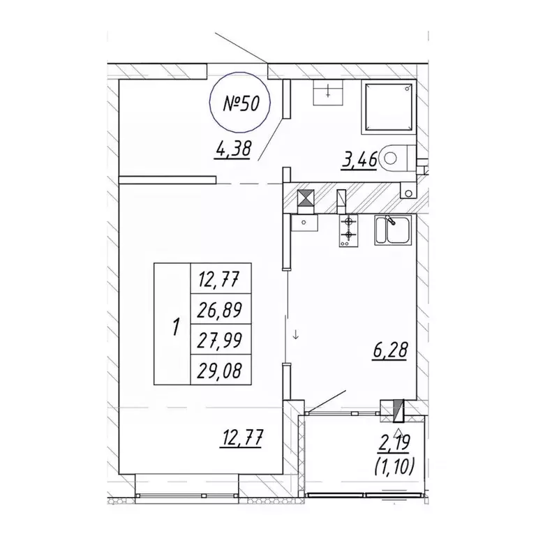 1-к кв. Калининградская область, Зеленоградск  (29.08 м) - Фото 1