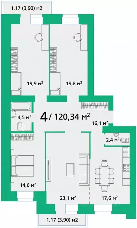 4-к кв. Красноярский край, Красноярск ул. Березина, 82Д (120.34 м) - Фото 0