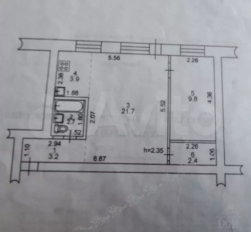 2-к. квартира, 43,7 м, 2/5 эт. - Фото 0