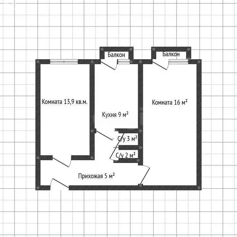 2-комнатная квартира: Майкоп, Батарейная улица, 2А (48.9 м) - Фото 1