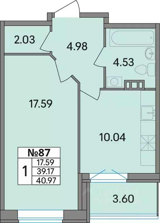 1-к кв. Ленинградская область, Всеволожский район, Агалатовское с/пос, ... - Фото 1