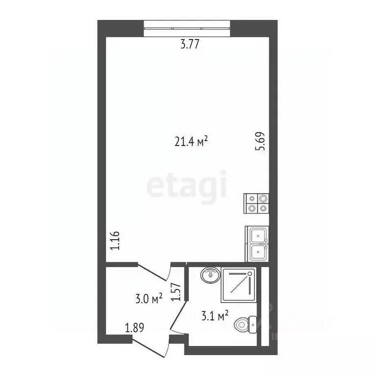 1-к кв. Санкт-Петербург ул. Хошимина, 16А (27.5 м) - Фото 1