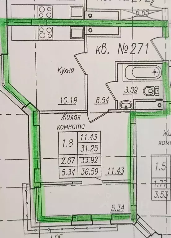 1-к кв. Тамбовская область, Тамбов Пахотная ул., 20 (36.59 м) - Фото 0