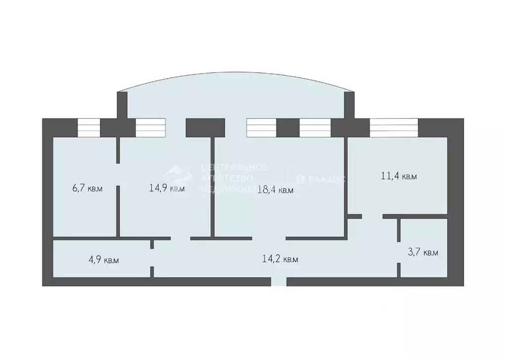 3-к кв. Рязанская область, Рязань ул. Радищева, 55 (74.2 м) - Фото 1