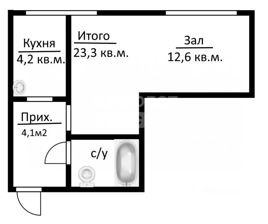 1-к кв. Томская область, Томск ул. Ференца Мюнниха, 34 (23.3 м) - Фото 1