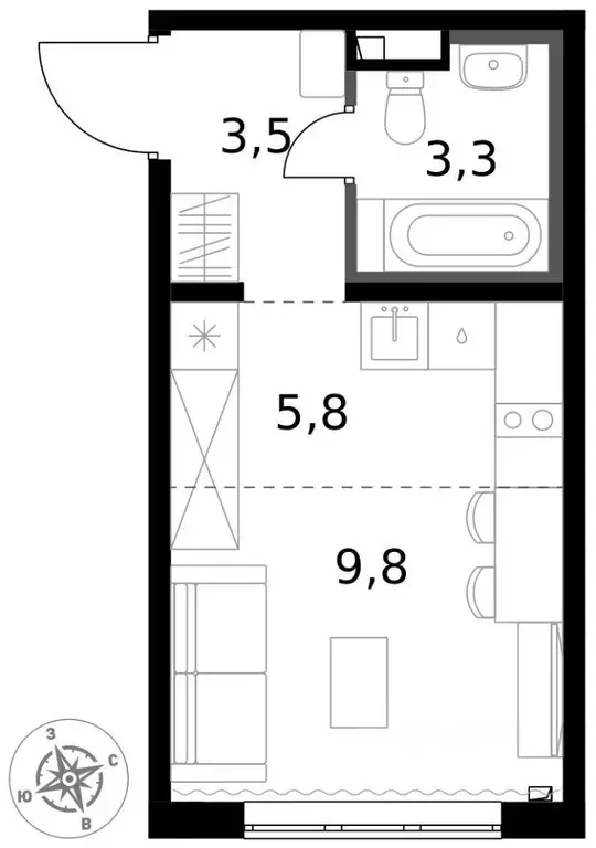 Квартира, студия, 22.4 м - Фото 2