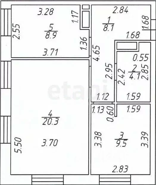 2-к кв. Татарстан, Казань Стадионная ул., 1 (51.0 м) - Фото 1