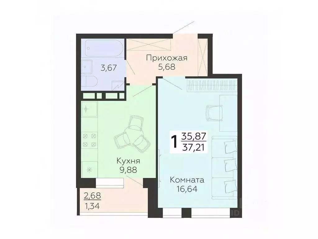 1-к кв. Воронежская область, Воронеж ул. 45-й Стрелковой Дивизии, 113 ... - Фото 0