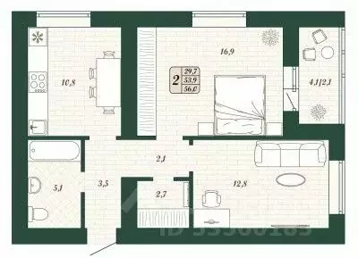 2-к кв. Самарская область, Волжский район, Смышляевка городское ... - Фото 1