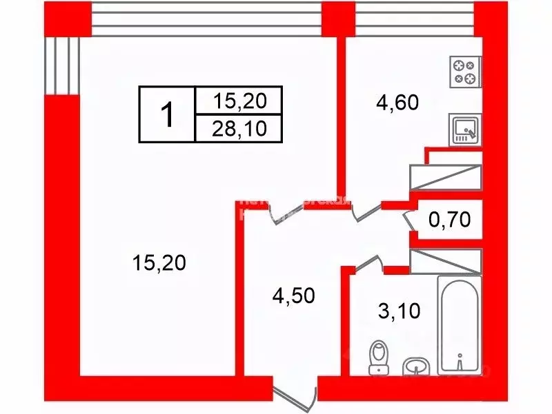 1-к кв. Санкт-Петербург Московский просп., 224А (28.1 м) - Фото 1