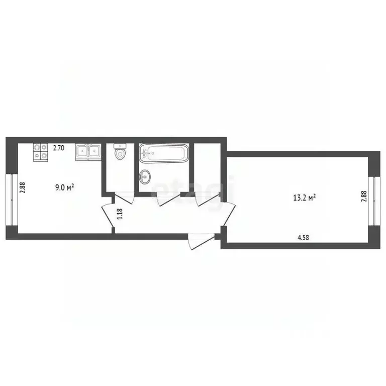 1-к кв. Тюменская область, Тюмень Ткацкий проезд, 3 (33.0 м) - Фото 2