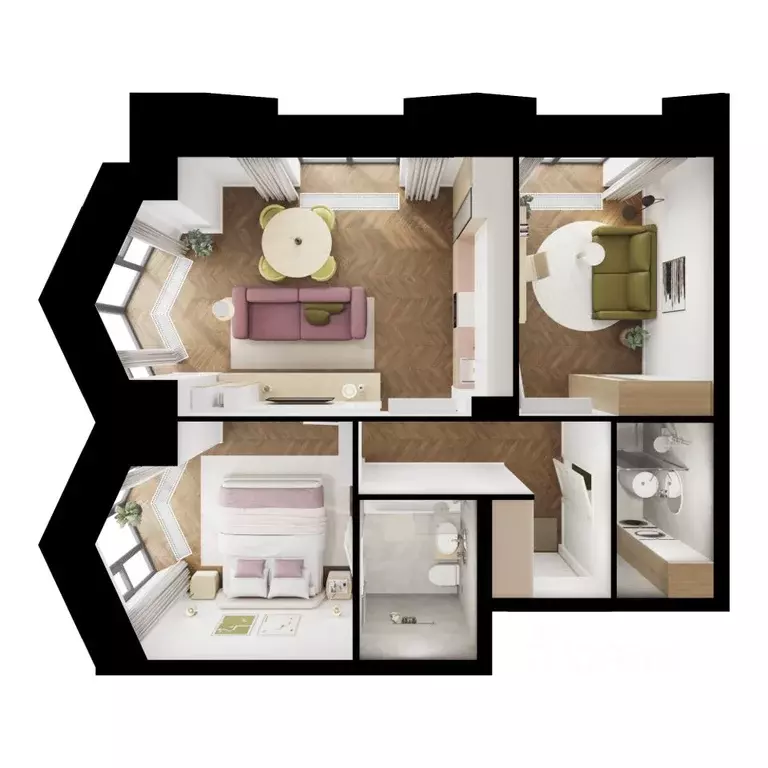 2-к кв. Татарстан, Казань Ботаническая 3 жилой комплекс, 2 (59.0 м) - Фото 2