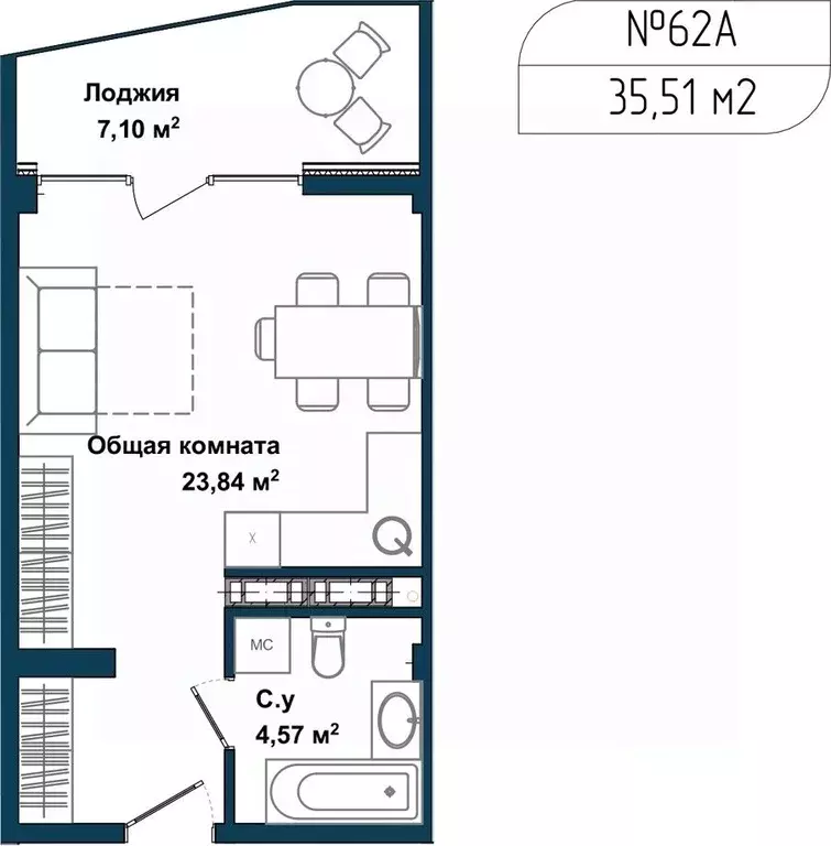 Студия Севастополь ул. Летчиков, 10 (34.4 м) - Фото 0