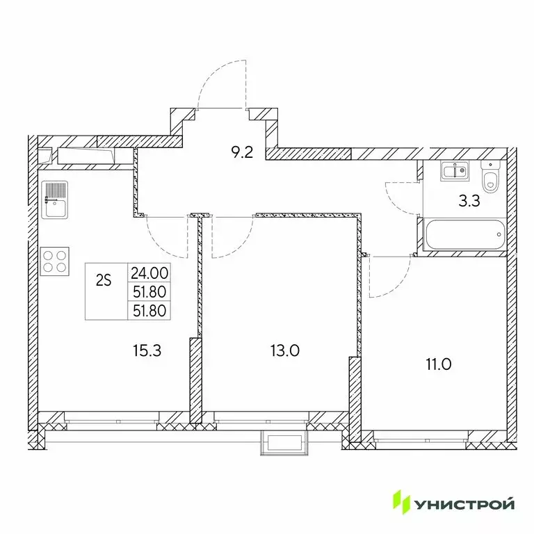2-комнатная квартира: Екатеринбург, жилой район Вторчермет (51.8 м) - Фото 0
