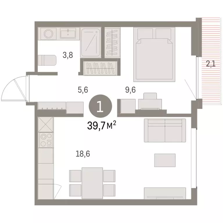 1-комнатная квартира: Екатеринбург, микрорайон Академический, 19-й ... - Фото 1