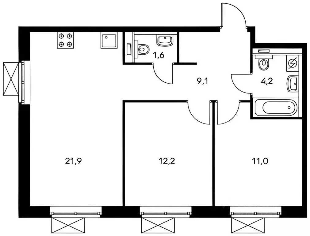 2-к кв. Москва Рябиновая ул., 3к1 (61.7 м) - Фото 1