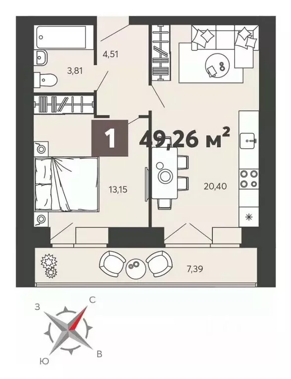 1-к кв. Пензенская область, Пенза ул. 8 Марта, 31к4 (45.57 м) - Фото 0