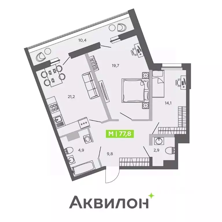 2-к кв. Санкт-Петербург ул. Чирикова, 5 (77.8 м) - Фото 0