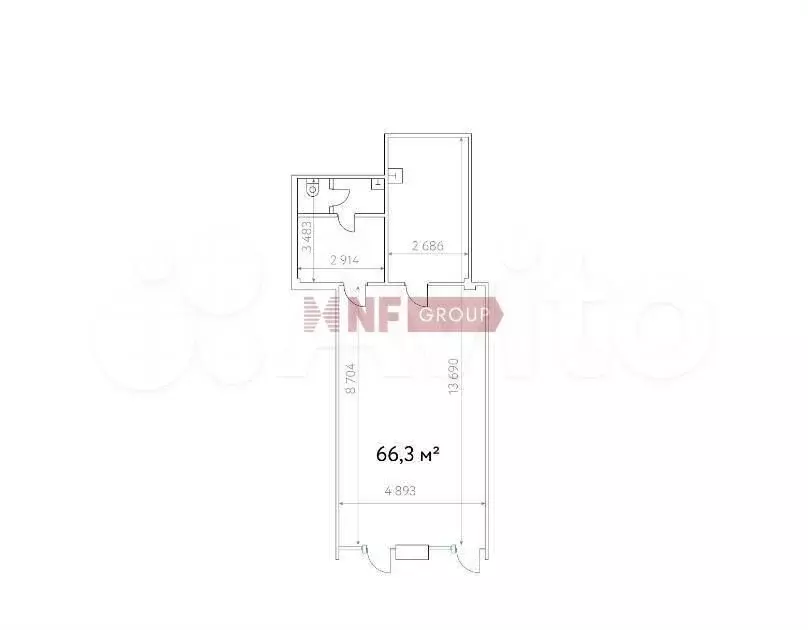 Продам помещение свободного назначения, 66.3 м - Фото 0