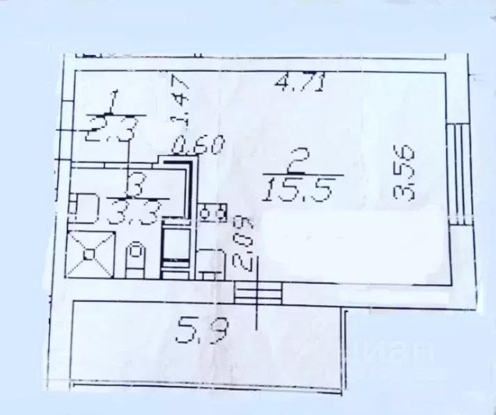 Студия Санкт-Петербург ул. Плесецкая, 10 (21.1 м) - Фото 1