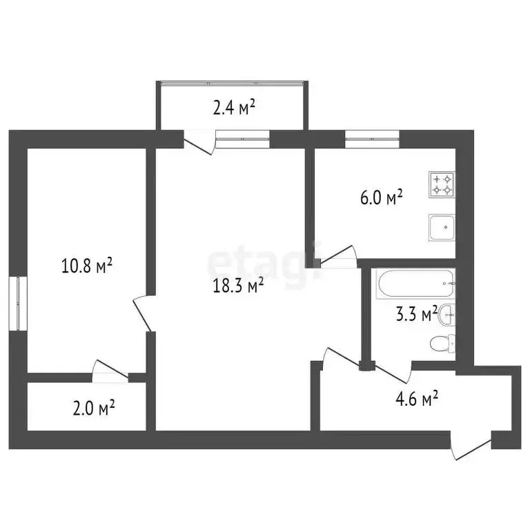 2-комнатная квартира: Севастополь, Каширская улица, 1А (47 м) - Фото 0