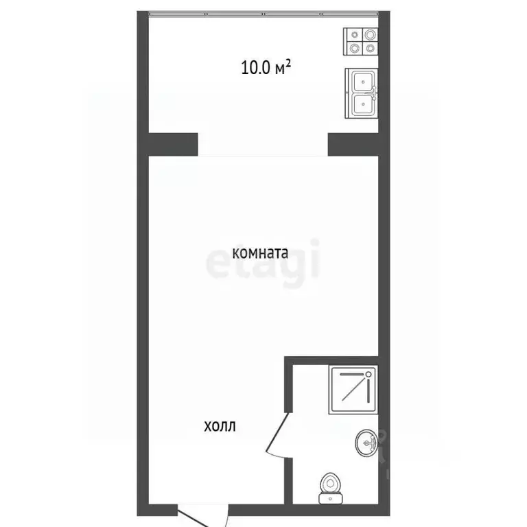 Студия Ставропольский край, Пятигорск ул. Юлиуса Фучика (28.2 м) - Фото 1