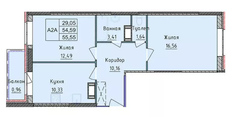 2-комнатная квартира: Ярославль, Пашуковская улица, 9 (55.55 м) - Фото 2