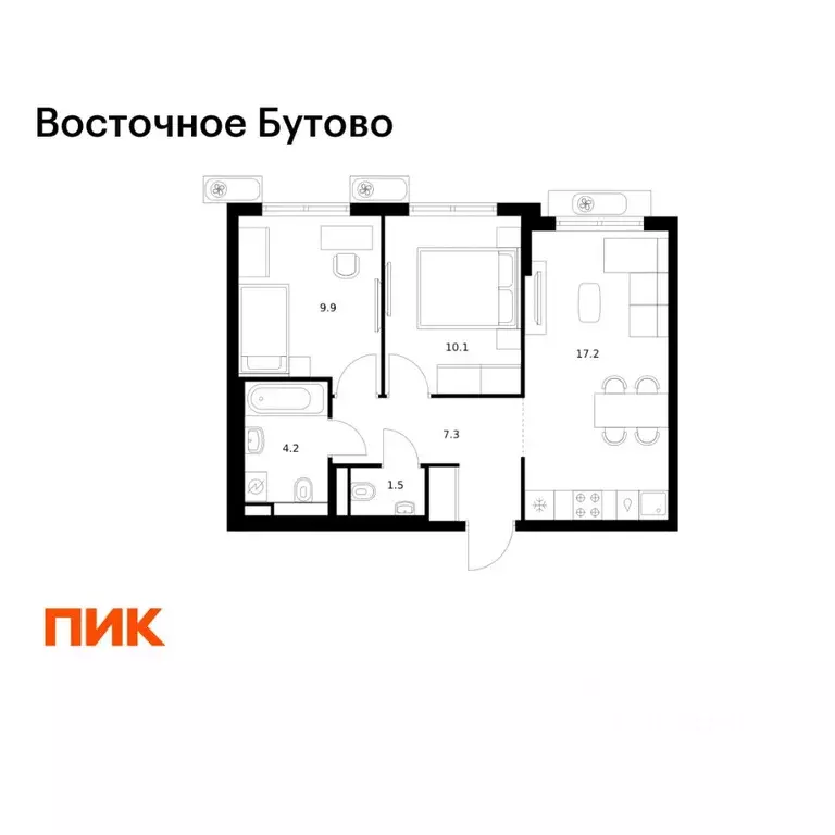 2-к кв. Московская область, Ленинский городской округ, Боброво пгт ... - Фото 1