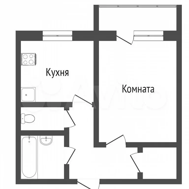 1-к. квартира, 47 м, 2/5 эт. - Фото 0