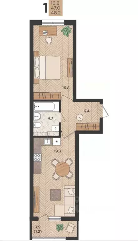 1-к кв. Краснодарский край, Новороссийск Цемдолина тер., ул. Ф.Я. ... - Фото 2