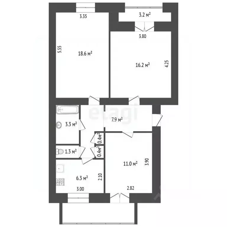 3-к кв. Севастополь ул. Большая Морская, 31 (68.7 м) - Фото 2