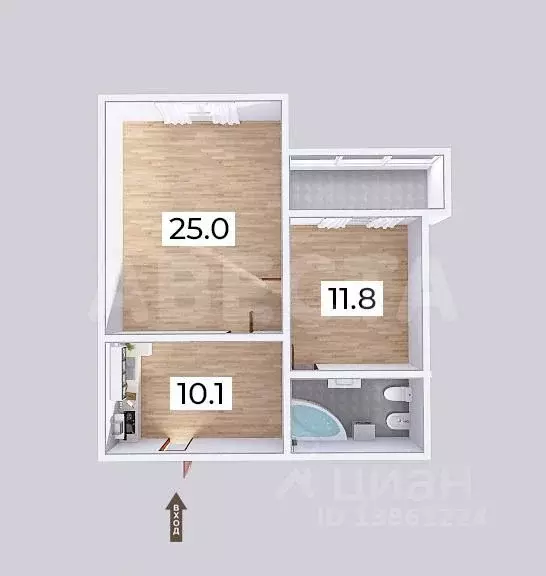 2-к кв. Омская область, Омск ул. Ватутина, 24/2 (52.2 м) - Фото 1