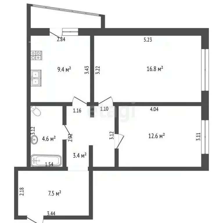 2-к кв. Кемеровская область, Кемерово бул. Строителей, 57/1 (57.7 м) - Фото 1