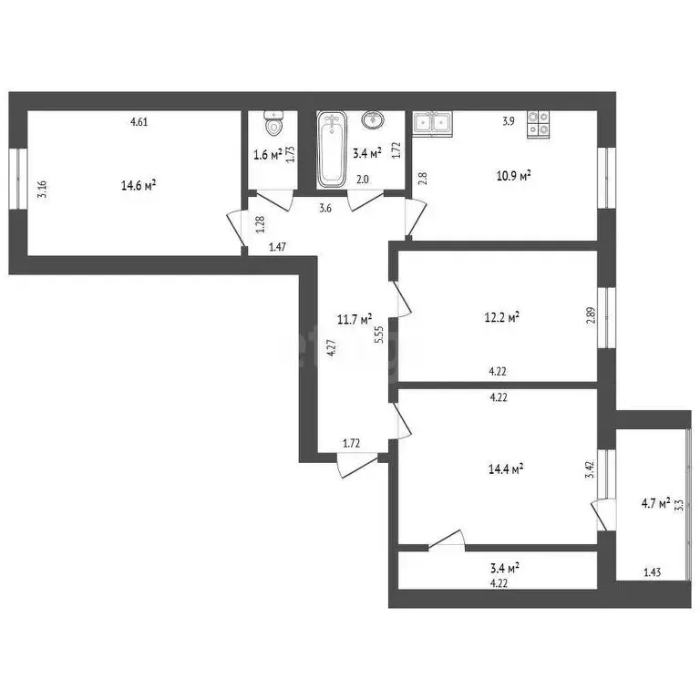 3-комнатная квартира: село Мариинский, микрорайон Лазурный, Лазурная ... - Фото 1