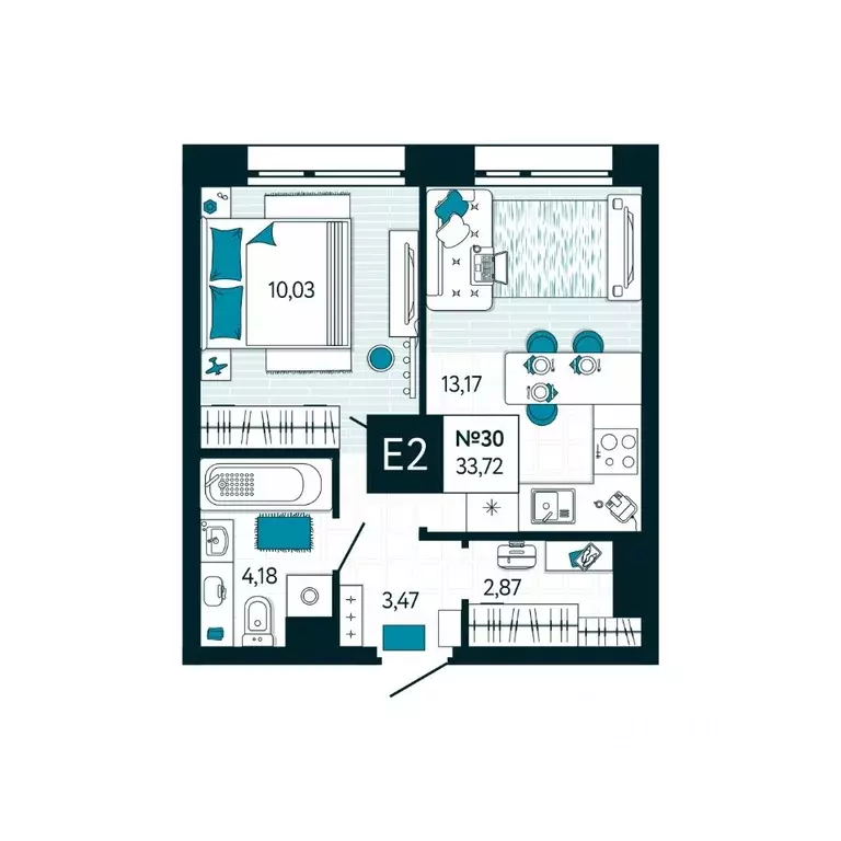 1-к кв. Тульская область, Тула ул. Чмутова, 158Д (33.72 м) - Фото 1